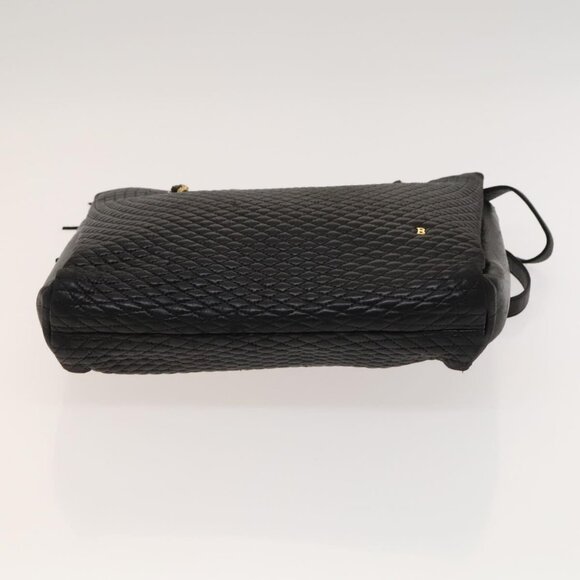 BALLY Quilted Shoulder Bag Leather Black Gold Auth - Picture 6 of 16